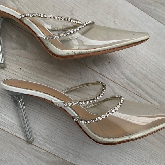 Antonio Melani Elisha Clear Vinyl Rhinestone Heeled Mules - Picture 8 of 8